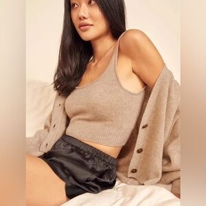 Reformation Varenne cashmere Cardigan Sweater set (tank + cardi)